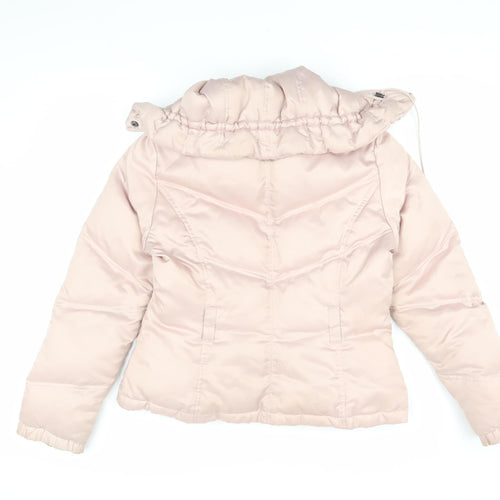 Nine West Women's Pink Puffer Jacket M Hooded Winter Coat