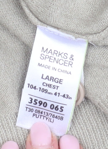 Marks and Spencer Men's Beige V-Neck Cardigan L