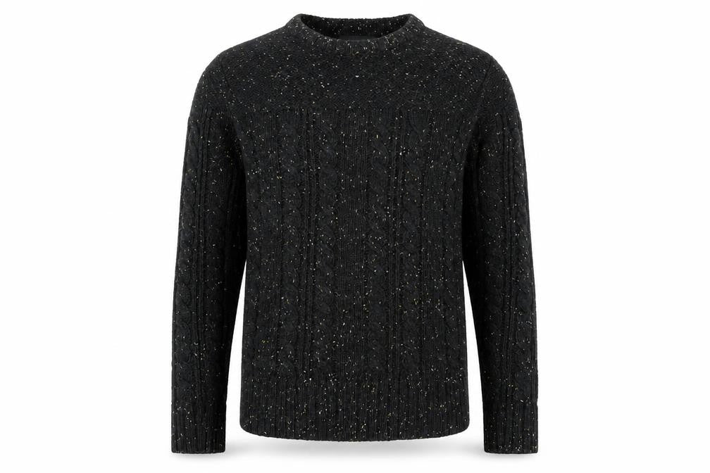 Front view of Firetrap Men's Black Cable-Knit jumper S