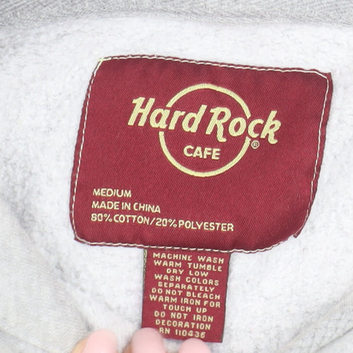 Hard Rock Cafe Grey Hoodie Unisex M Pullover Music Style