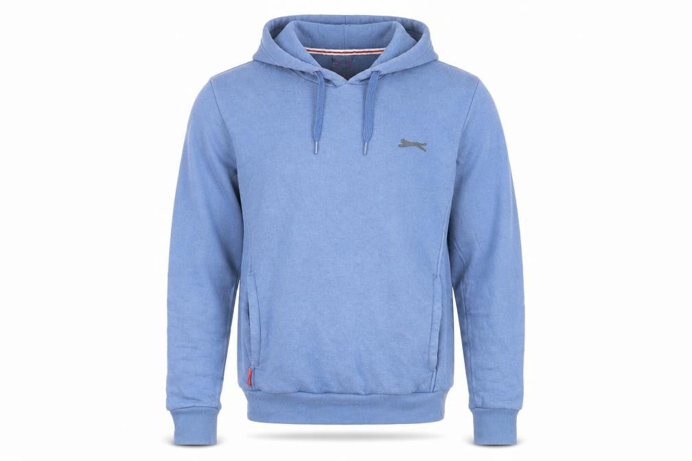 Front view of Slazenger Men's Blue Hoodie XS Pullover, Hooded, Logo