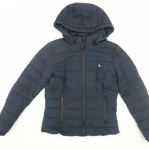Jack Wills Women's Blue Puffer Jacket Size 10