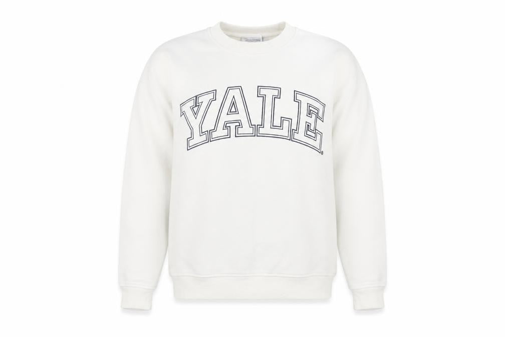 Front view of Yale University White 2XS unisex sweatshirt