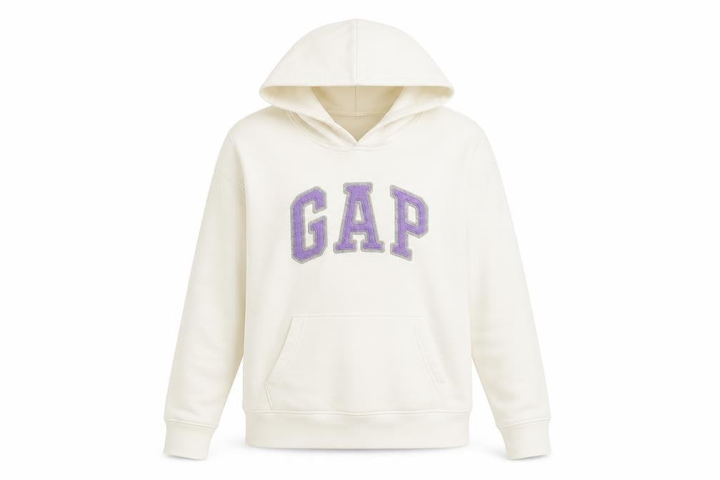 Front view of Gap Women's Ivory S Pullover Hoodie with Logo