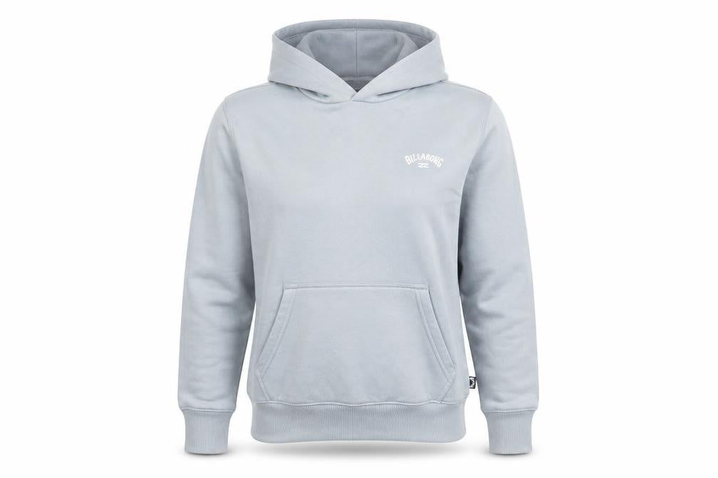 Front view of Billabong unisex blue pullover hoodie, size 14