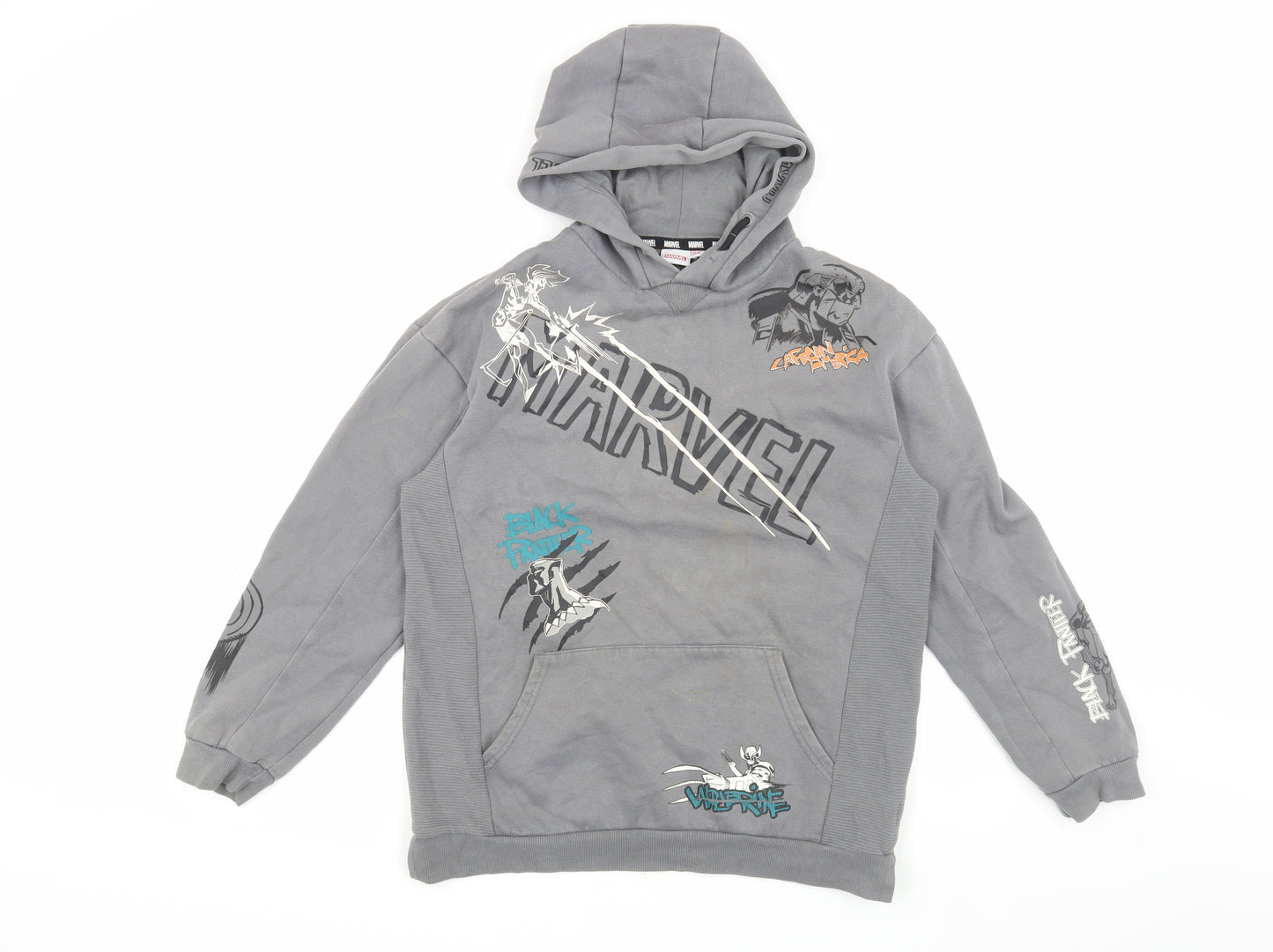 Marvel Boys Grey Hoodie 13-14 Years Black Panther Pullover