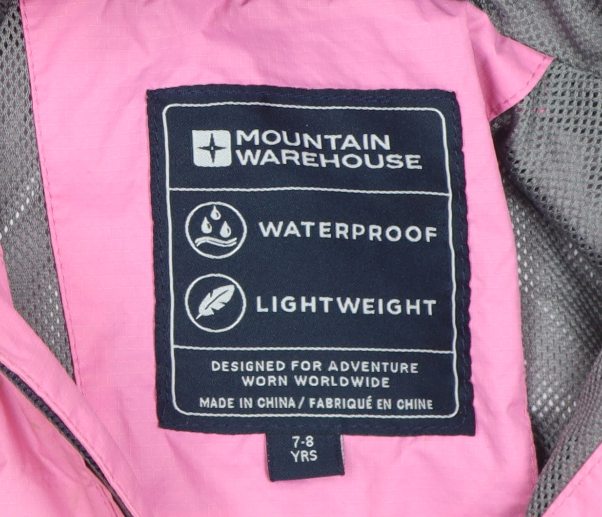 Mountain Warehouse Pink Girls Raincoat 7-8 Yrs Waterproof