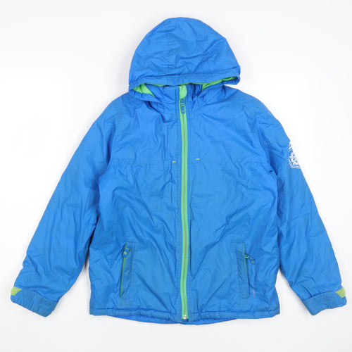 Oxylane Boys Blue Ski Jacket 10 Years, Winter Skiing Hooded Coat