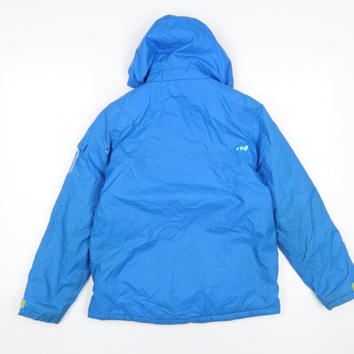 Oxylane Boys Blue Ski Jacket 10 Years, Winter Skiing Hooded Coat