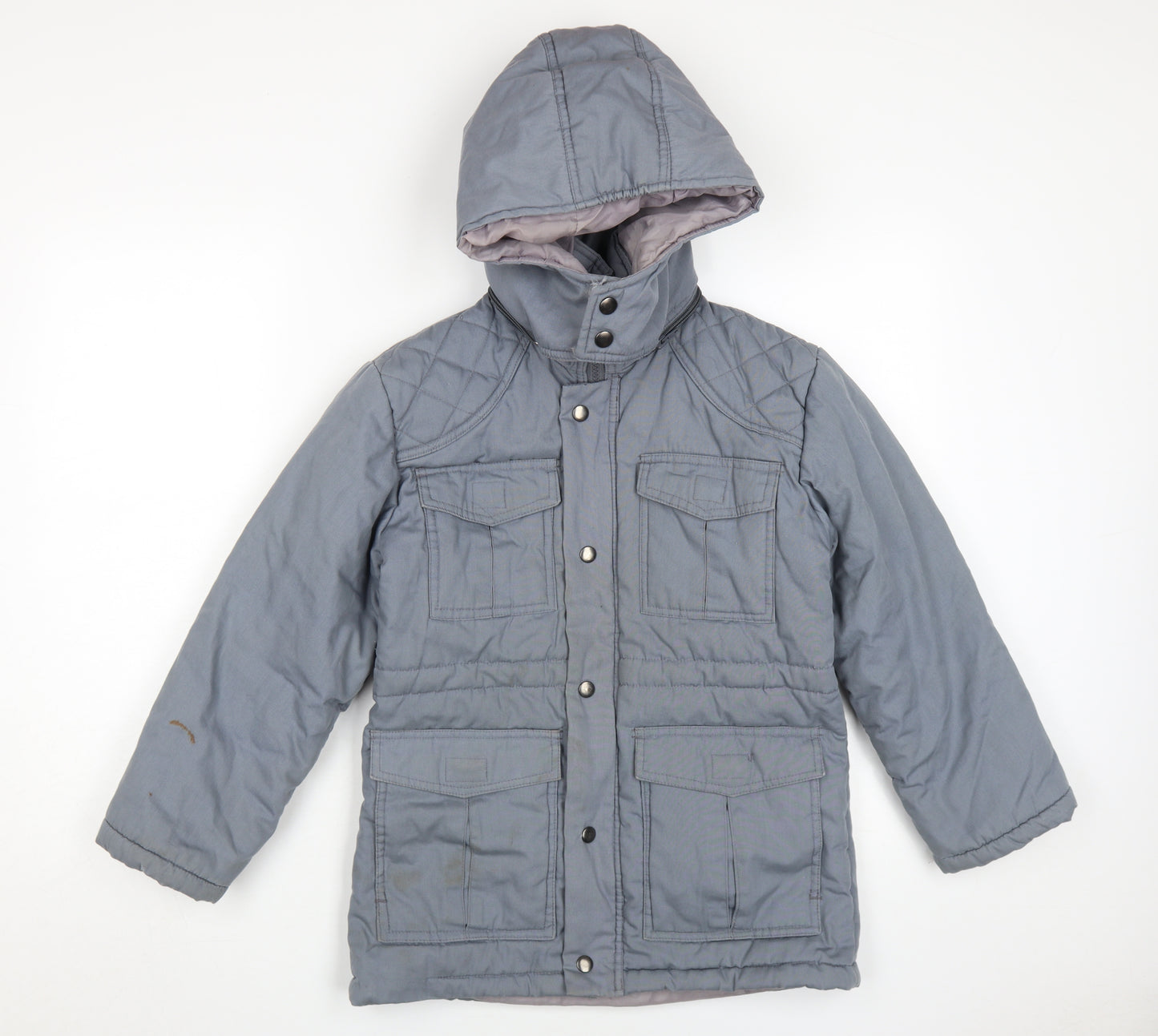 C&A Boys Grey Hooded Puffer Jacket Age 9-10 Autumn Winter