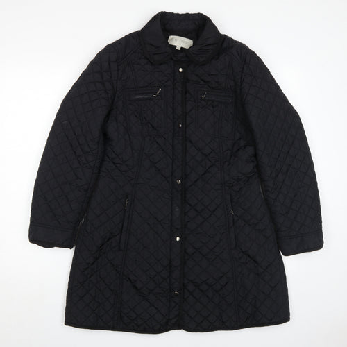 Hobbs Women's Black Quilted Mid-Length Coat Size 12