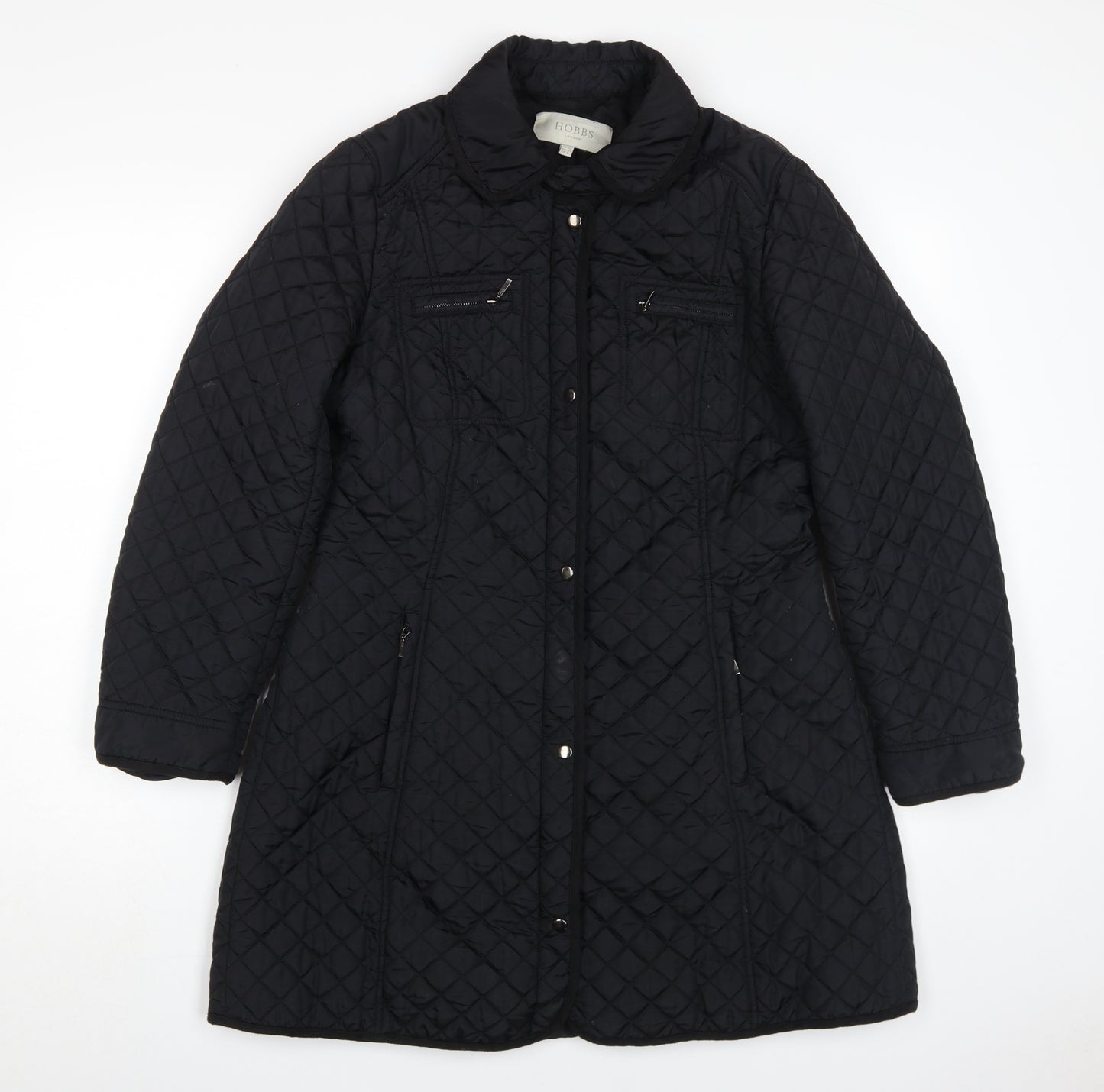 Hobbs Women's Black Quilted Mid-Length Coat Size 12