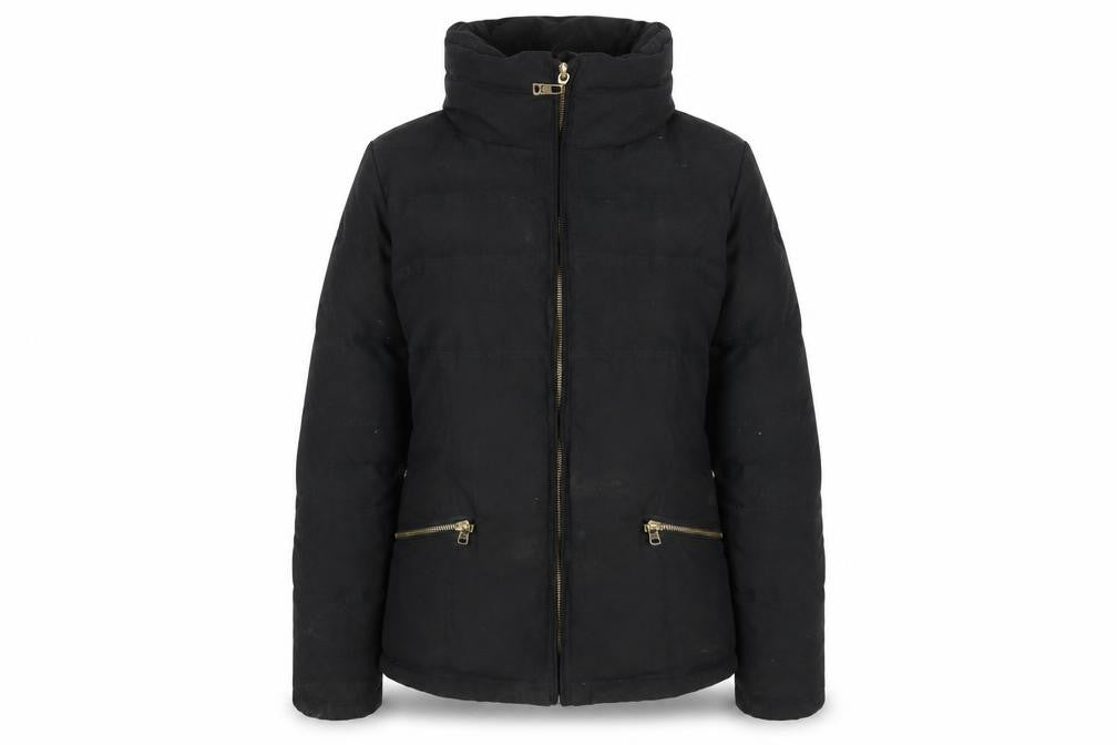Front view of LTB Women's Black Puffer Jacket Medium Casual Winter