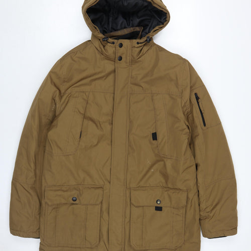 Red Herring Men's Brown Hooded Parka Jacket Size L