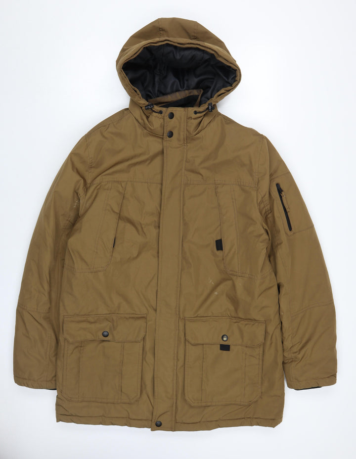 Red Herring Men's Brown Hooded Parka Jacket Size L