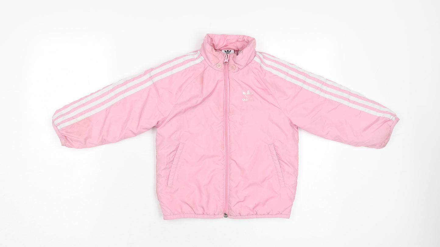 Adidas Girls Pink Puffer Jacket, 3-4 Years, Lightweight, Hooded