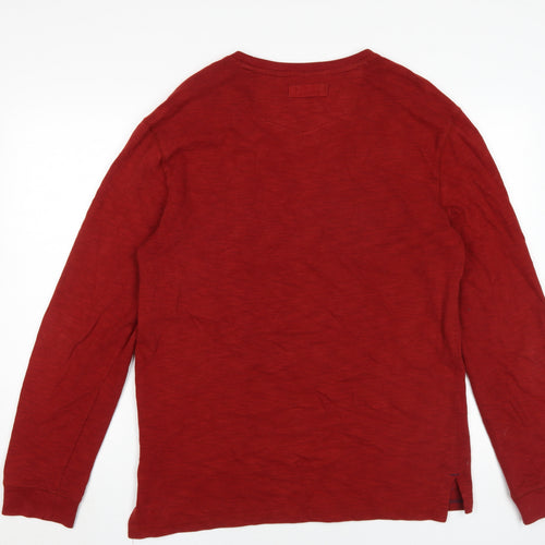 FatFace Men's Red Long Sleeve Crew Neck T-Shirt, Medium