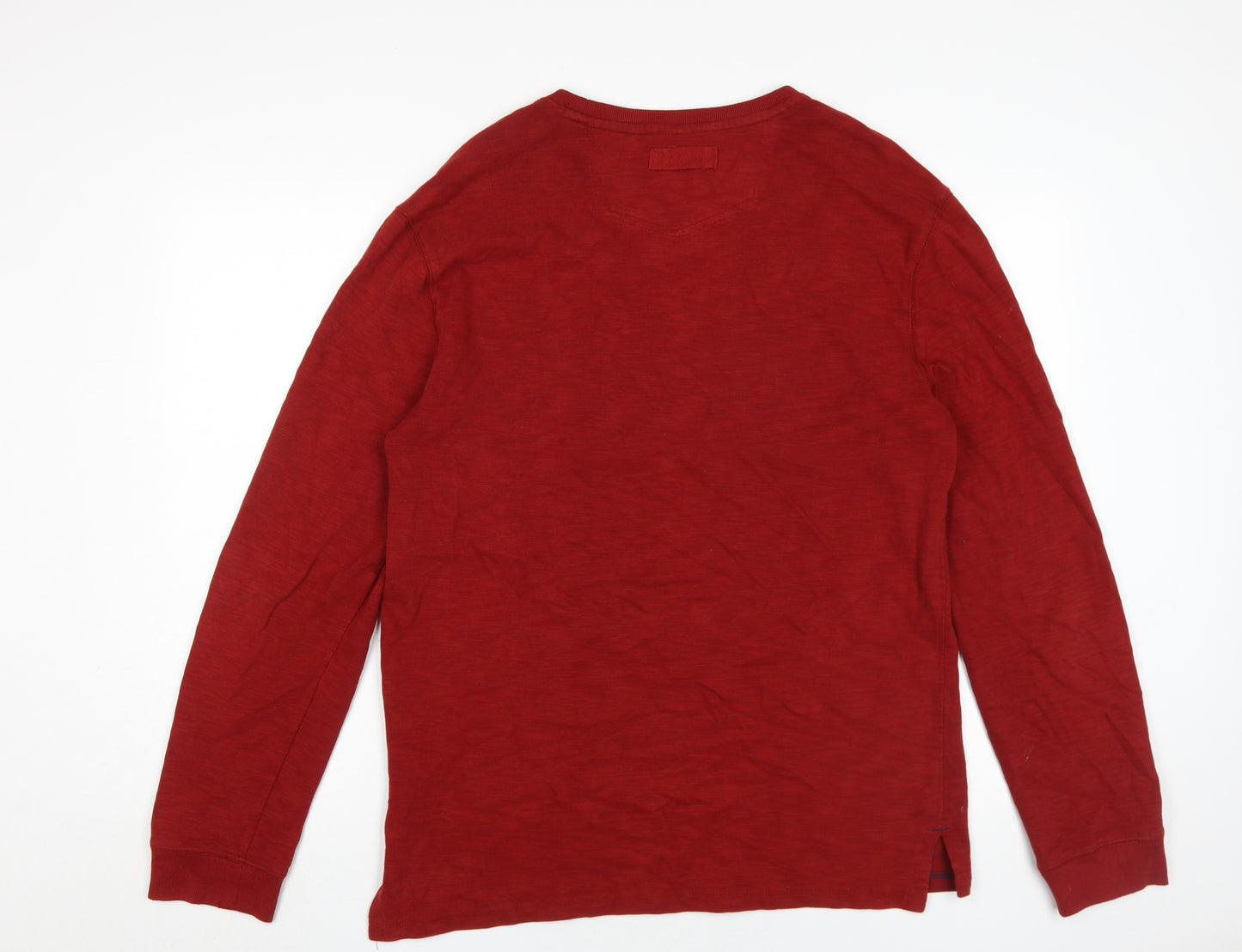 FatFace Men's Red Long Sleeve Crew Neck T-Shirt, Medium