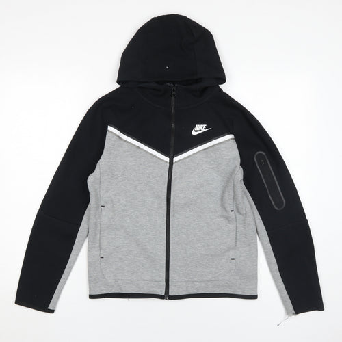 Nike Boys Black Grey Full Zip Hoodie Size L