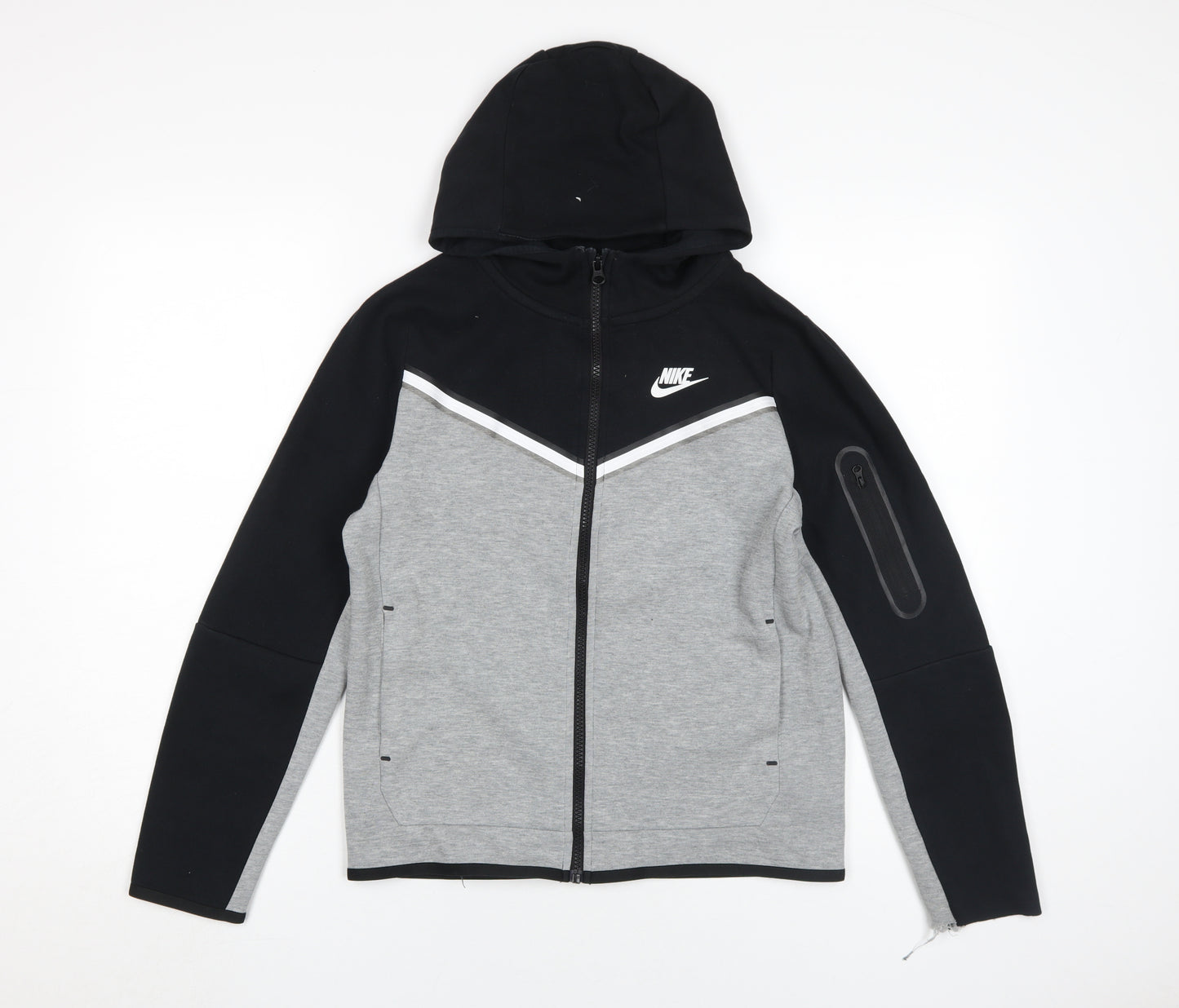 Nike Boys Black Grey Full Zip Hoodie Size L