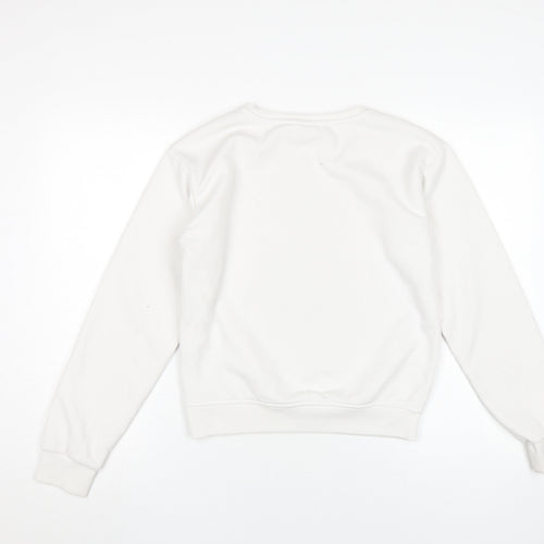Wednesday Girls White Graphic Pullover Sweatshirt