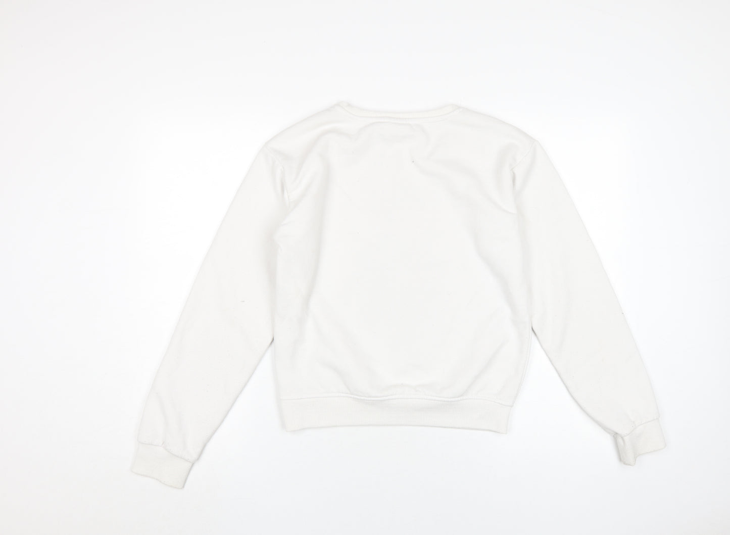 Wednesday Girls White Graphic Pullover Sweatshirt
