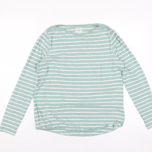 Fat Face Women's Green Striped Jersey T-Shirt Size 12