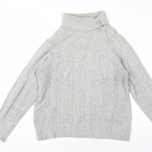 Peter Storm Womens Grey High Neck Wool Pullover, Size 12