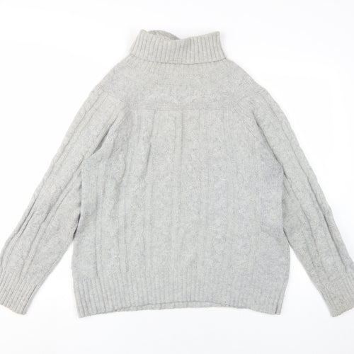 Peter Storm Womens Grey High Neck Wool Pullover, Size 12