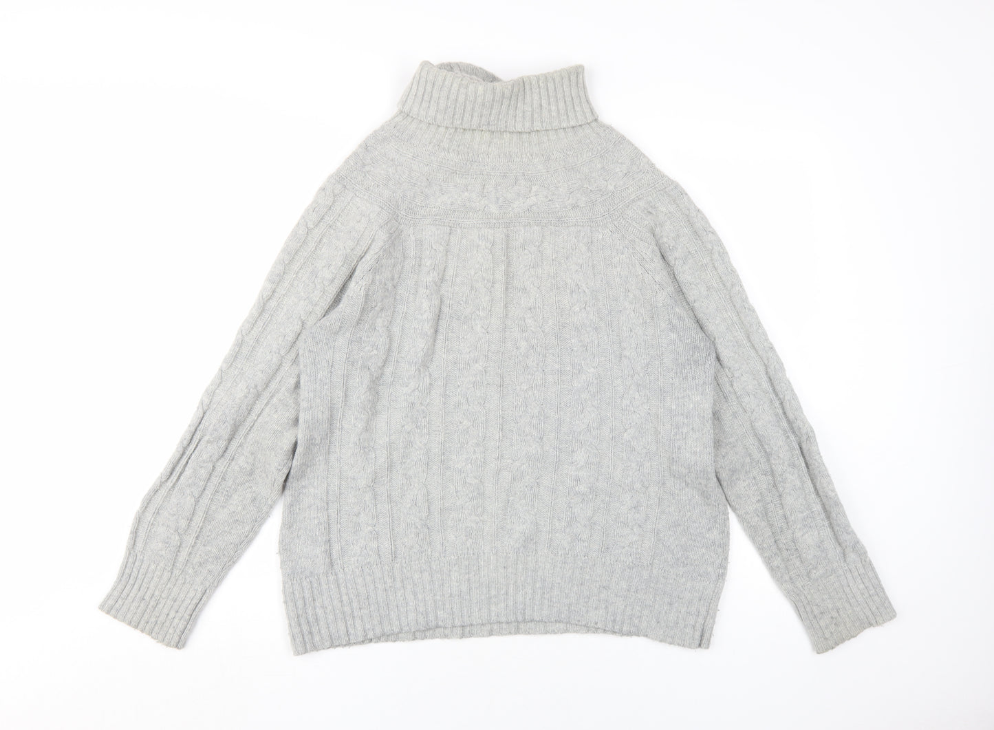 Peter Storm Womens Grey High Neck Wool Pullover, Size 12