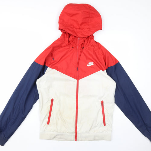 Nike Men's Red, Blue, White Windbreaker Jacket S