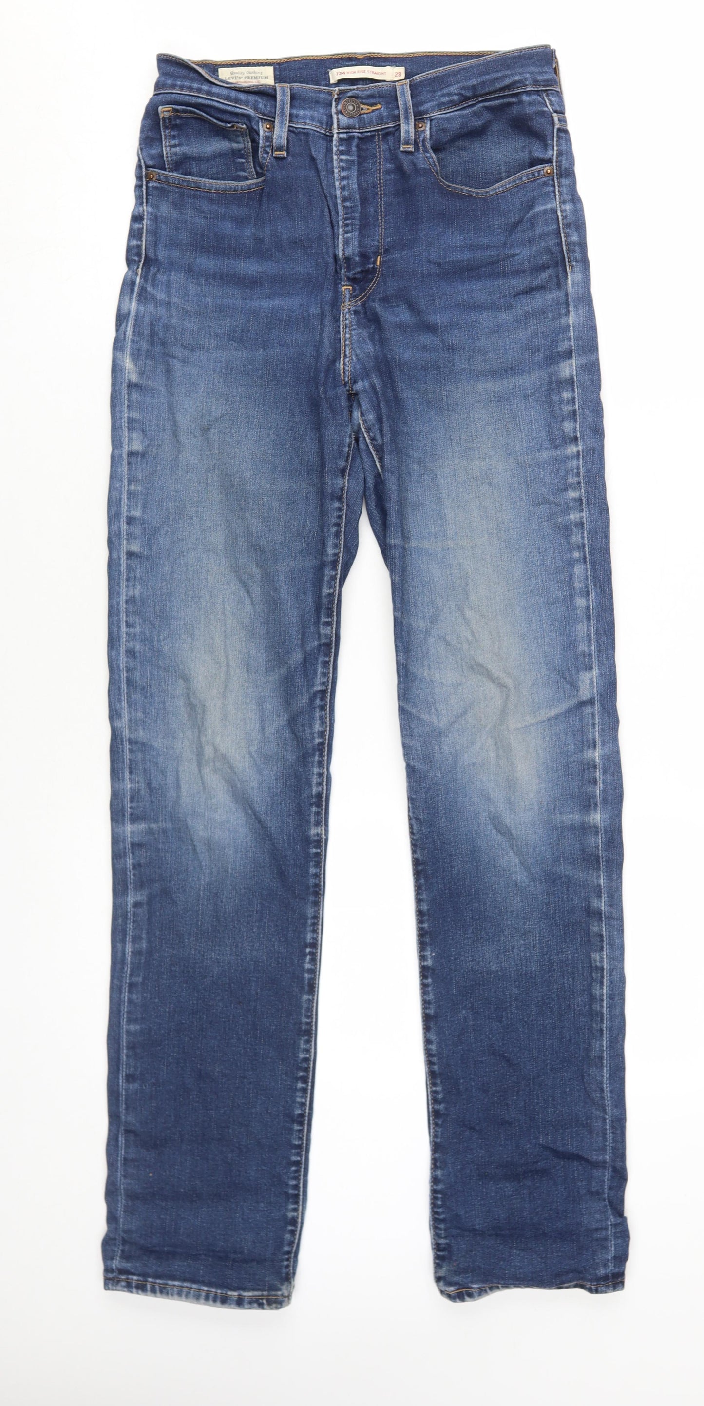 Levi Women's Blue High-Rise Straight Jeans Size 28