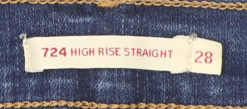 Levi Women's Blue High-Rise Straight Jeans Size 28