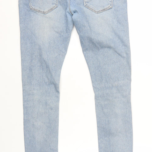 River Island Men's Blue Distressed Skinny Jeans Size 30