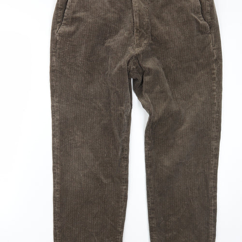 Marks and Spencer Men's Brown Straight Corduroy Trousers