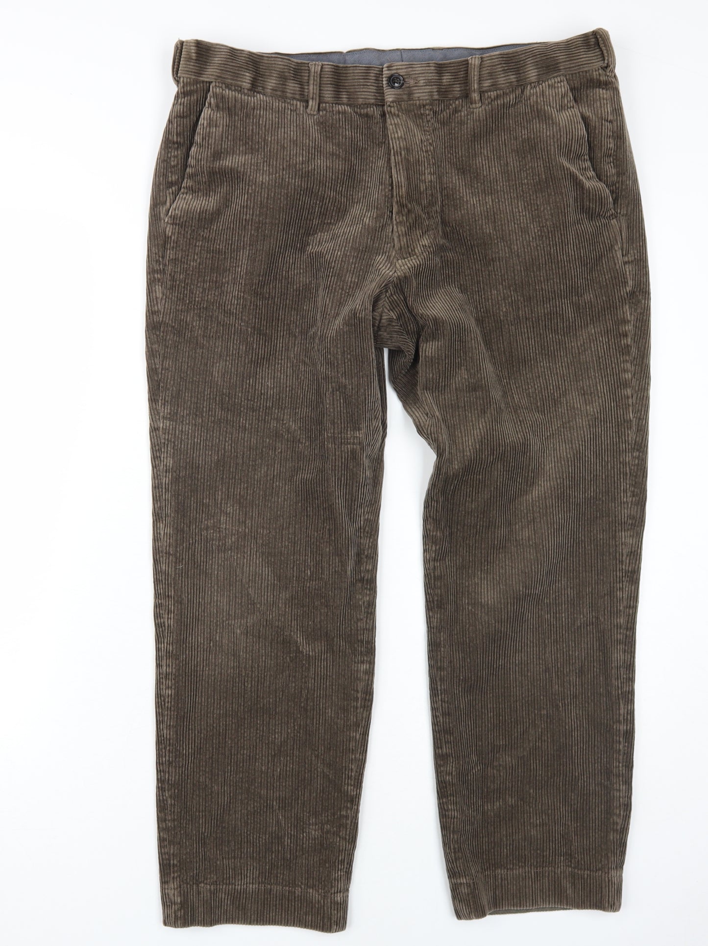 Marks and Spencer Men's Brown Straight Corduroy Trousers