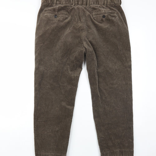 Marks and Spencer Men's Brown Straight Corduroy Trousers