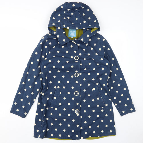 Tulchan Women's Blue Polka Dot Hooded Rain Coat Size 12