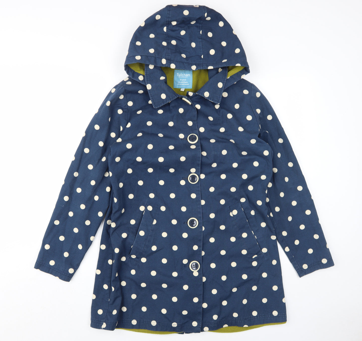 Tulchan Women's Blue Polka Dot Hooded Rain Coat Size 12