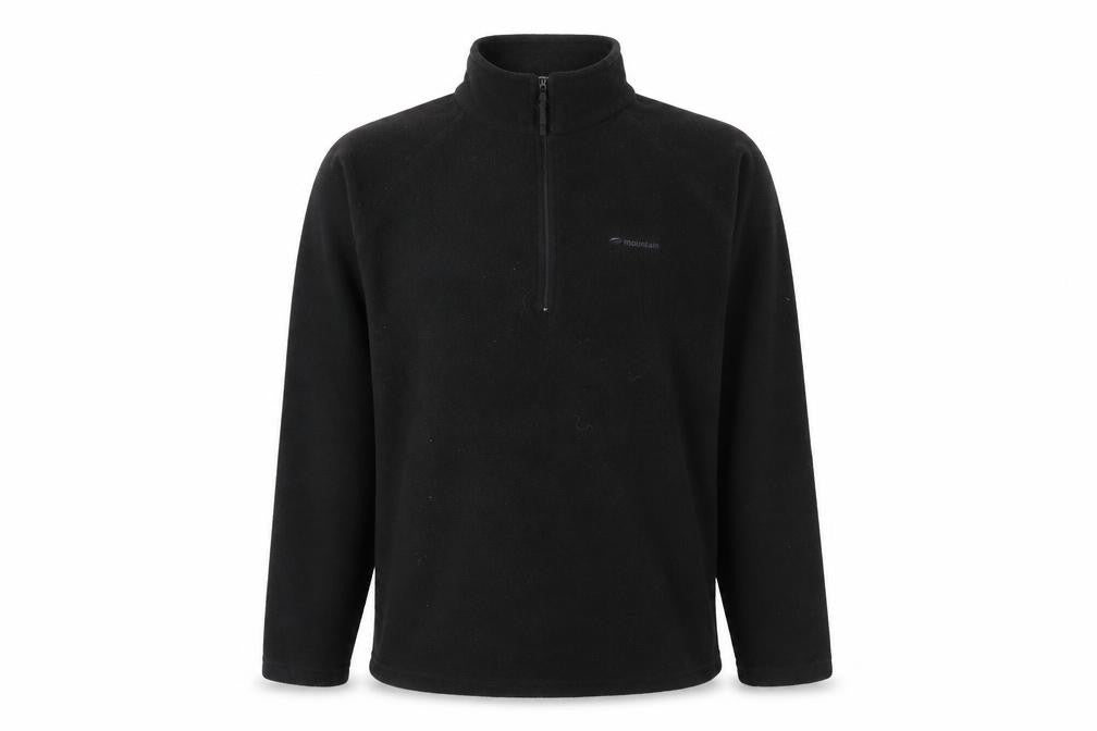 Front view of Mountain Life Men's Black Fleece 1/2 Zip Sweatshirt, Medium