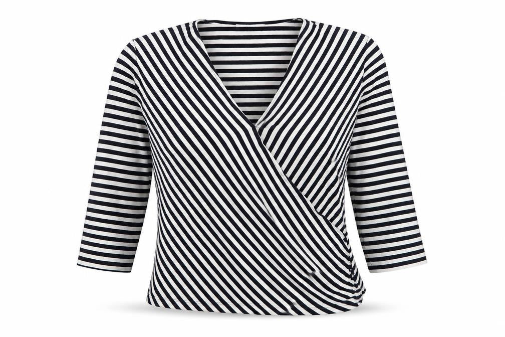 Front view of Precis Petite Women's Black Wrap Blouse M Petites