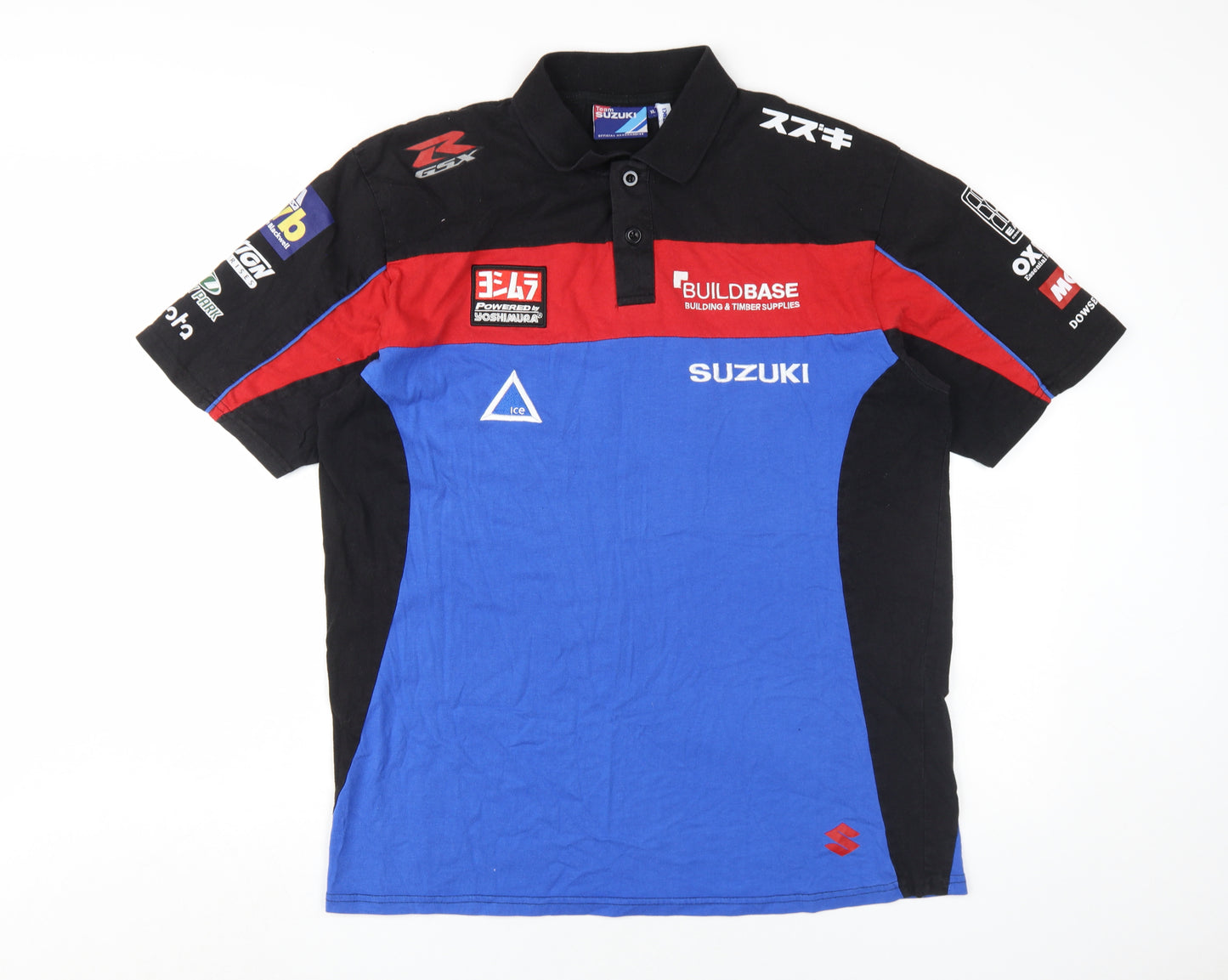 Suzuki Men's XL Polo Shirt Black Blue Red Motorcycle