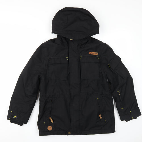 hOttunA Boys Black Parka Jacket 11-12 Years Hooded Winter Coat