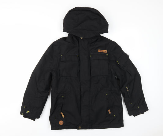 hOttunA Boys Black Parka Jacket 11-12 Years Hooded Winter Coat