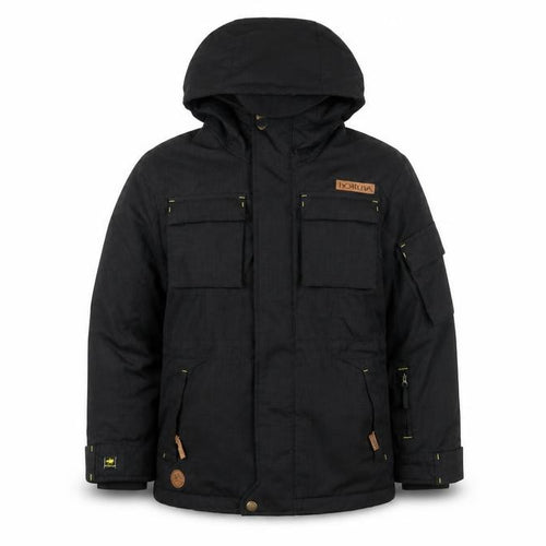 hOttunA Boys Black Parka Jacket 11-12 Years Hooded Winter Coat
