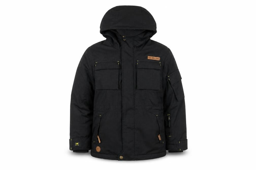 hOttunA Boys Black Parka Jacket 11-12 Years Hooded Winter Coat