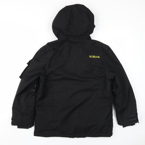 hOttunA Boys Black Parka Jacket 11-12 Years Hooded Winter Coat