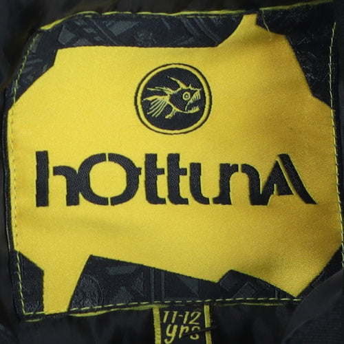 hOttunA Boys Black Parka Jacket 11-12 Years Hooded Winter Coat