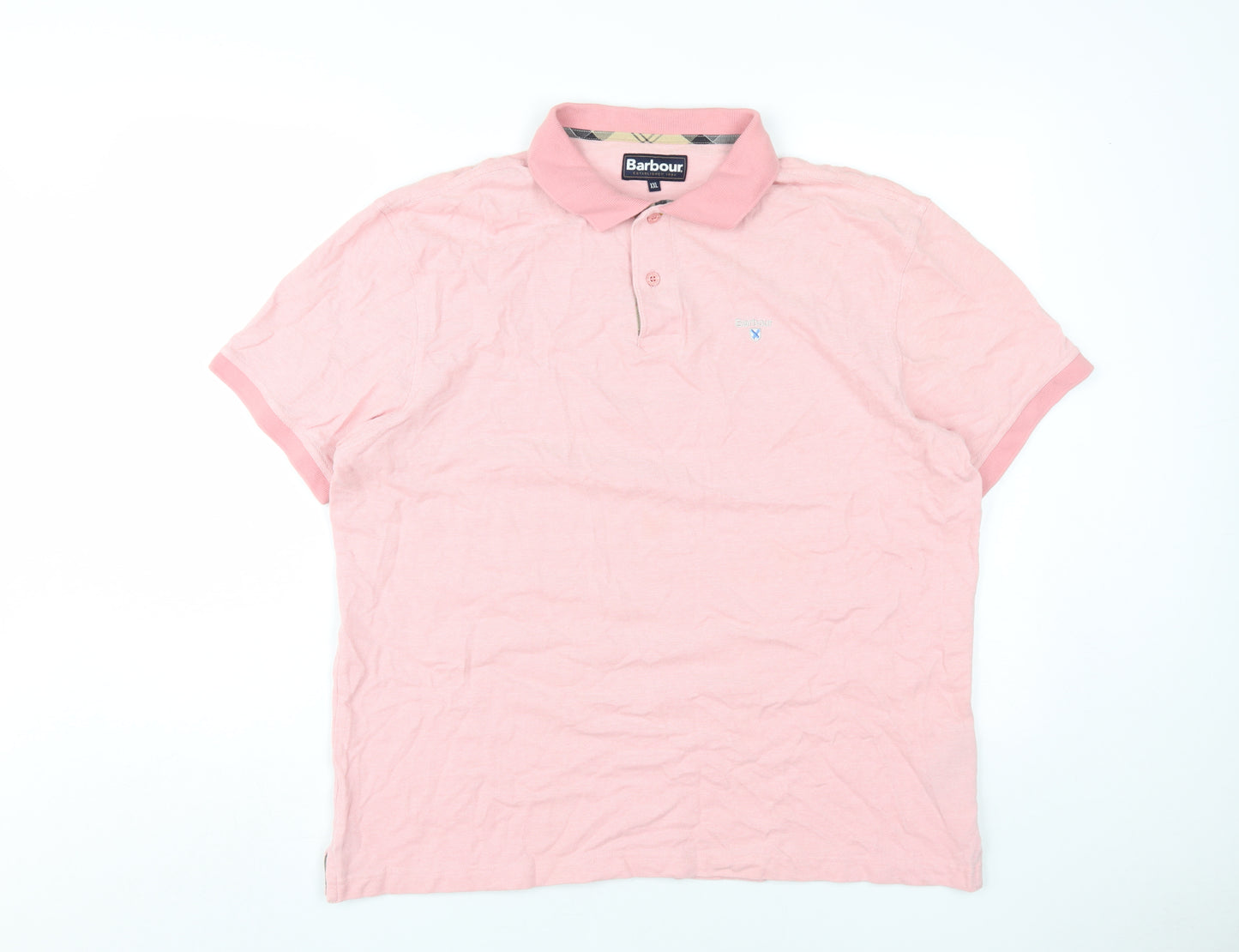 Barbour Men's Pink 2XL Polo Shirt - Casual Solid Cotton