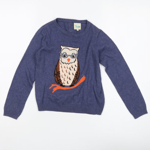 Yumi Girls Blue Owl Pullover Jumper 9-10 Years